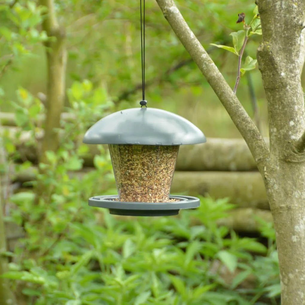Závesné kŕmidlo pre vtáky Mushroom, 17,5x19,5 cm, plast, čierna