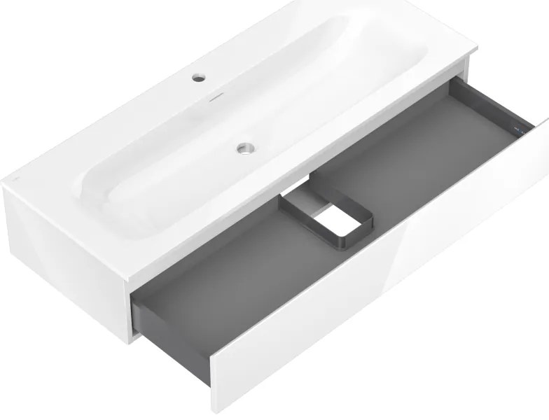 Mexen Orio, kúpeľňová skrinka 120 cm s umývadlom Vela, 1 zásuvka, biela lesklá, 91A10-12023-1-BF00-W23M00