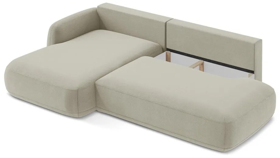 Béžová rozkladacia rohová pohovka (ľavý roh/s leňoškou) Hale – Makamii