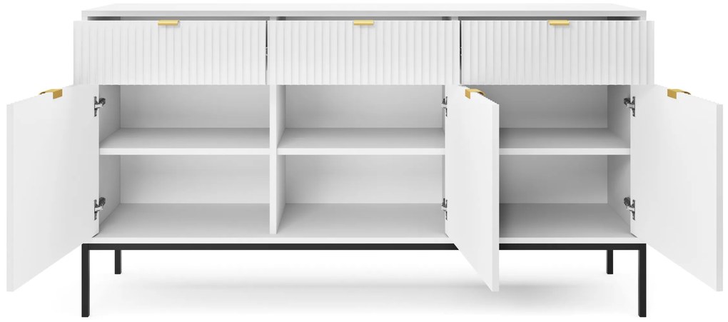 Komoda Nova 154 cm biela/čierna