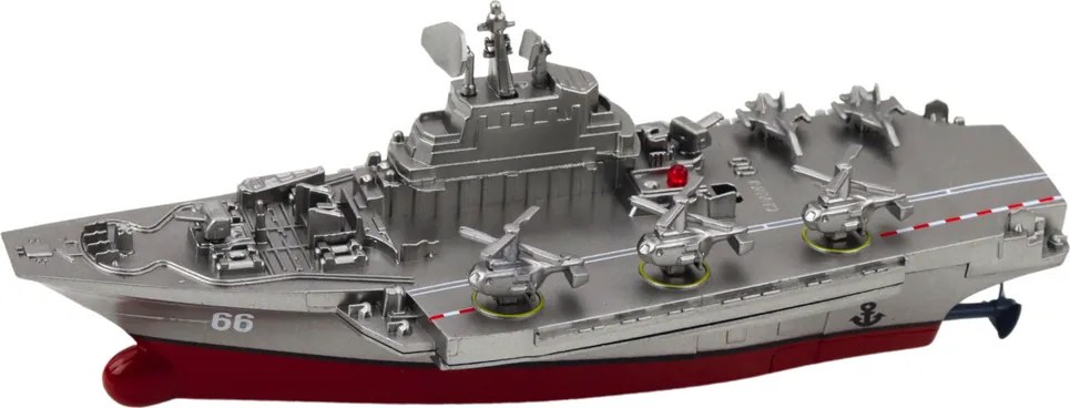 LEAN Toys Vojenská loď na diaľkové ovládanie RC strieborná 15 cm