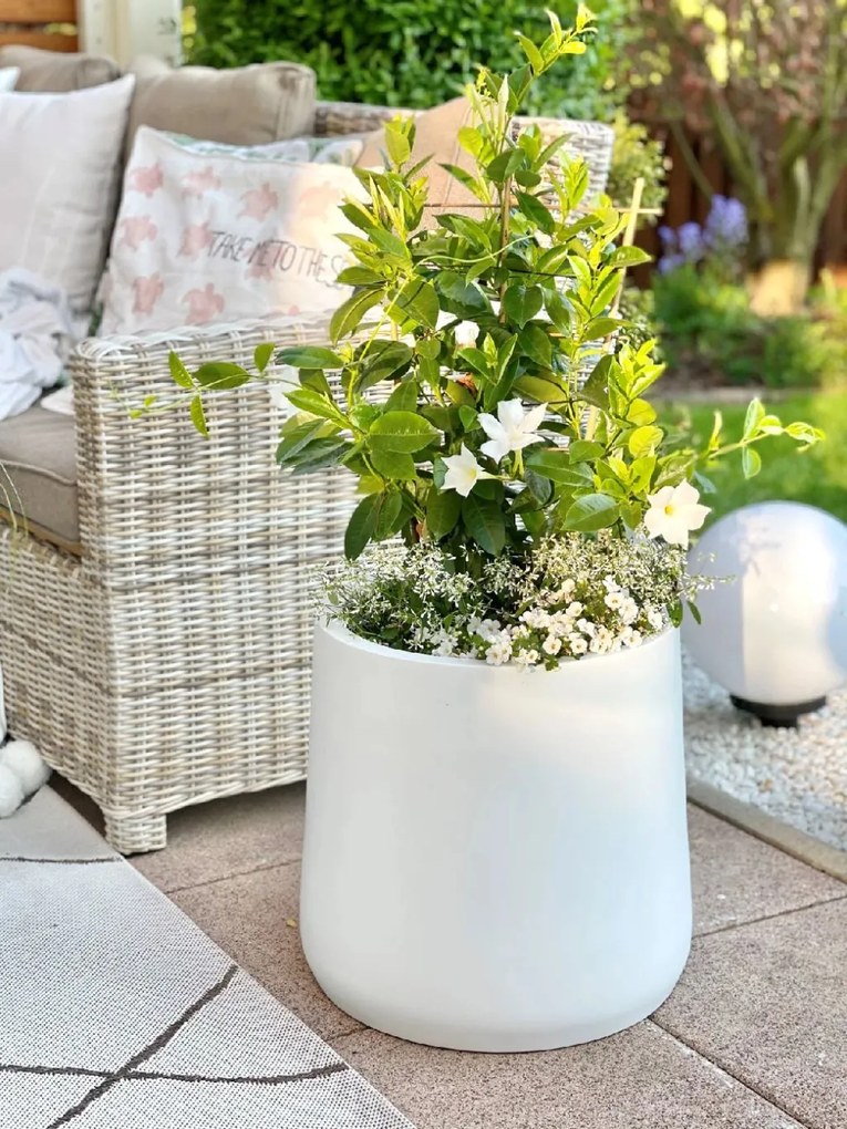 Kvetináč VEKRA, výška 40 cm, sklolaminát, biely