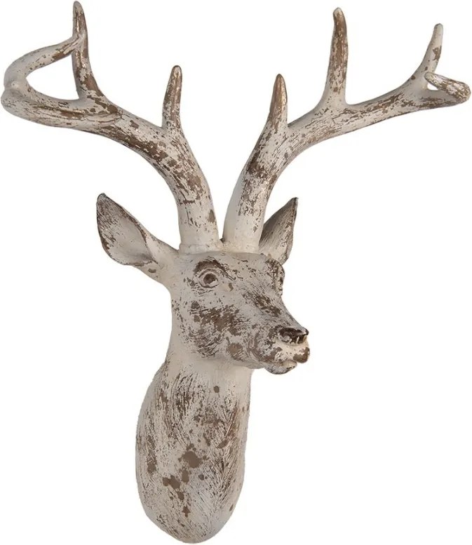 Béžová antik nástenná dekorácia Jelen Deer - 33*16*37 cm