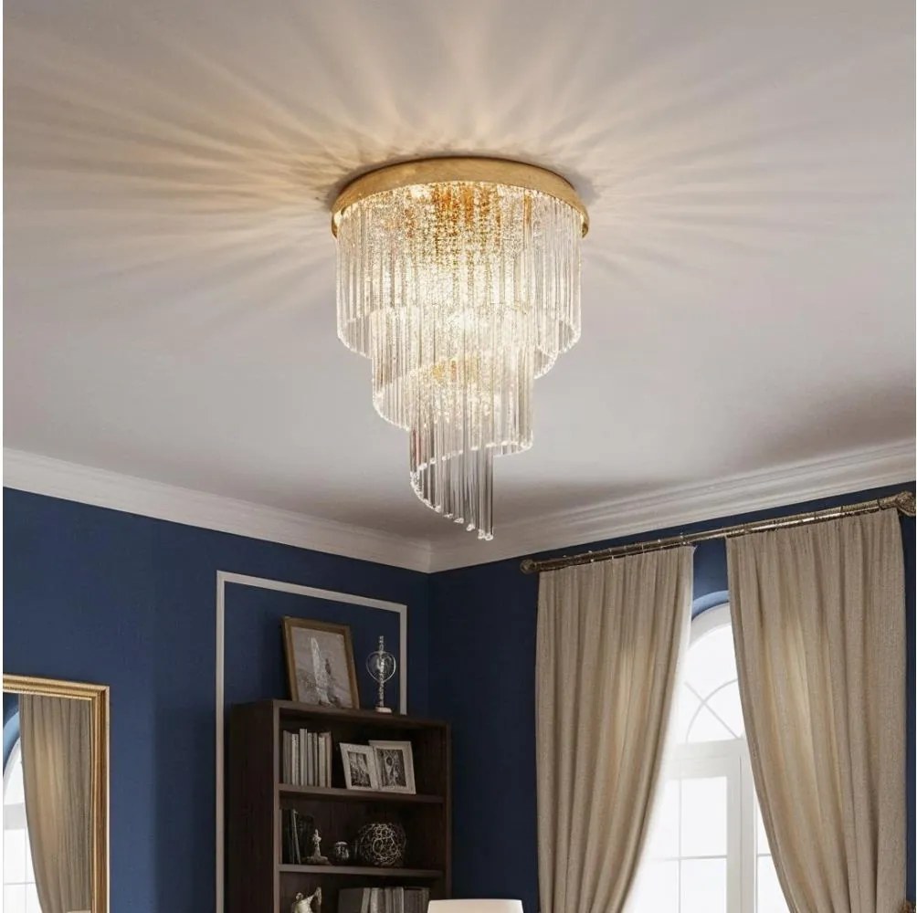 Ideal Lux - Krištáľový prisadený luster CARLTON 12xE14/40W/230V pr. 50 cm zlatá