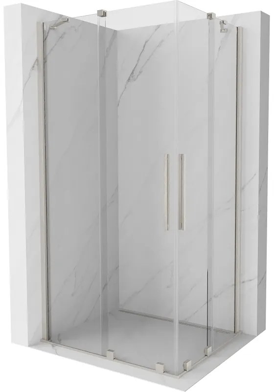 Mexen Velar Duo, sprchový kút s posuvnými dverami 90 x 80 cm, 8mm číre sklo, brúsená oceľ, 871-090-080-02-97