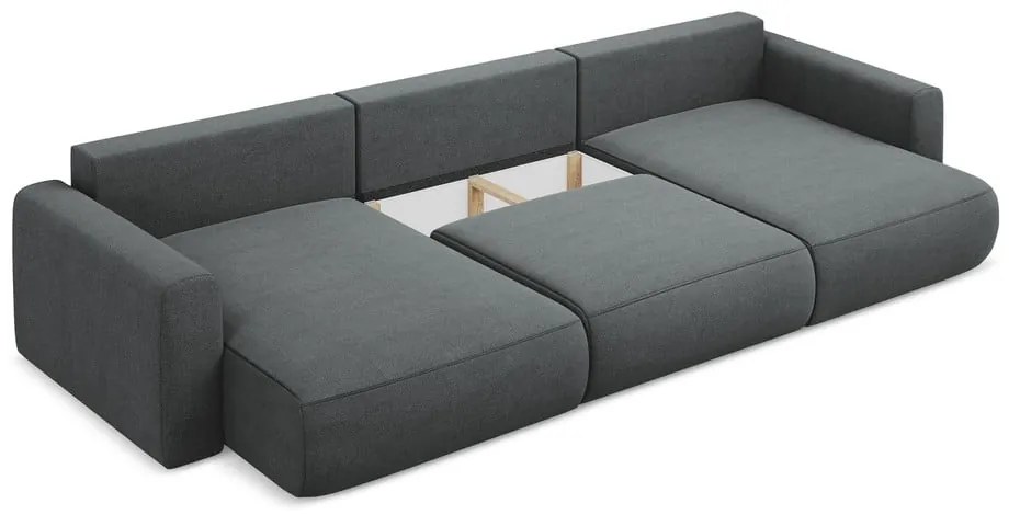 Tmavosivá rozkladacia/s úložným priestorom rohová pohovka (do tvaru "U") Kapua – Makamii