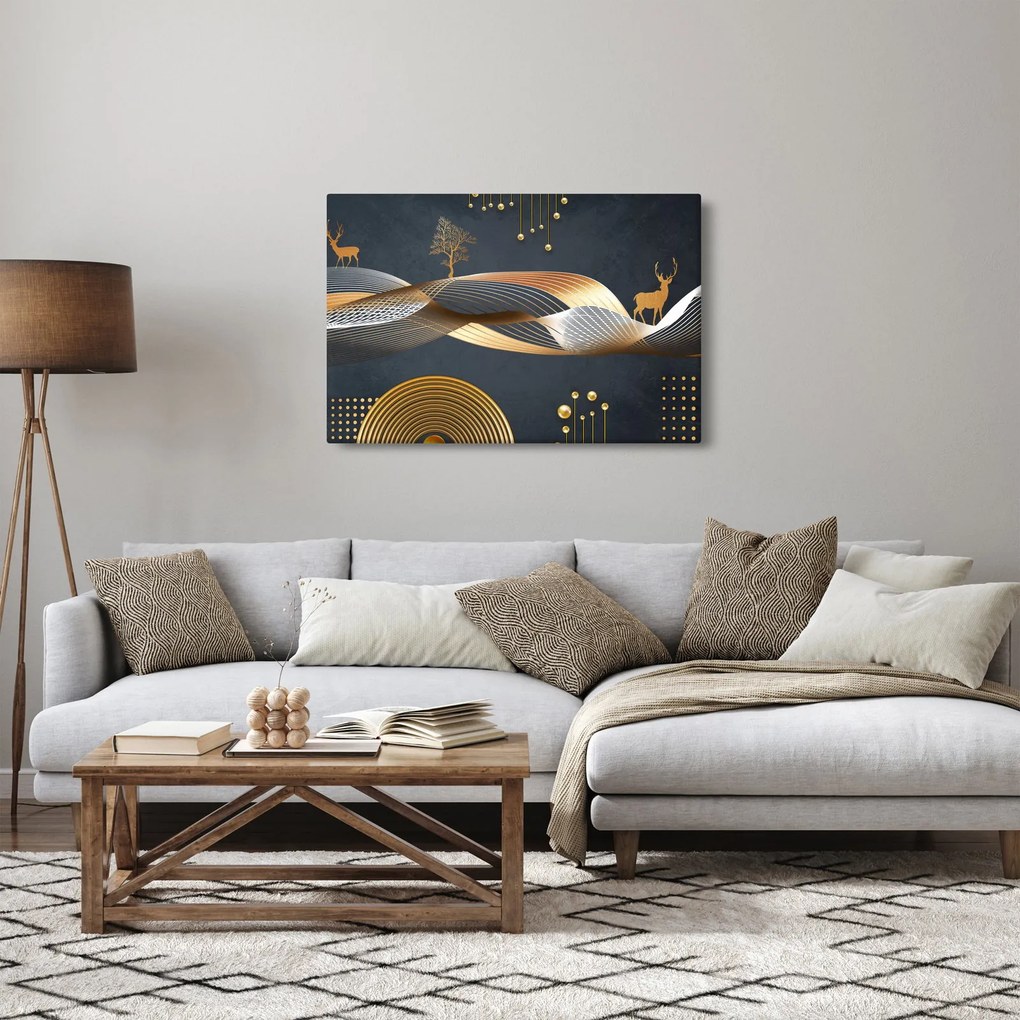 Obraz - Grafika s jeleňom (90x60 cm)