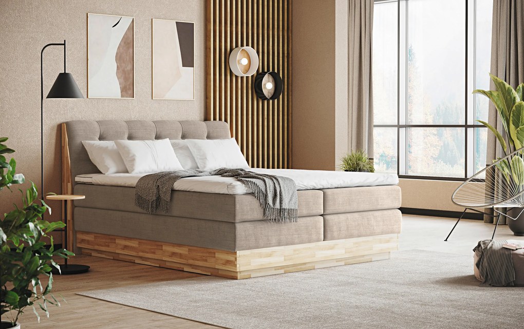 XXXLutz BOXSPRINGOVÁ POSTEĽ, 200/200 cm, krémová - Online Only spálne - 00084000567S