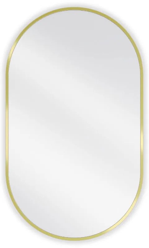 Mexen Loft, oválne kúpeľňové zrkadlo 85 x 50 cm, farba rámu zlatá lesklá, 9851-085-050-000-50