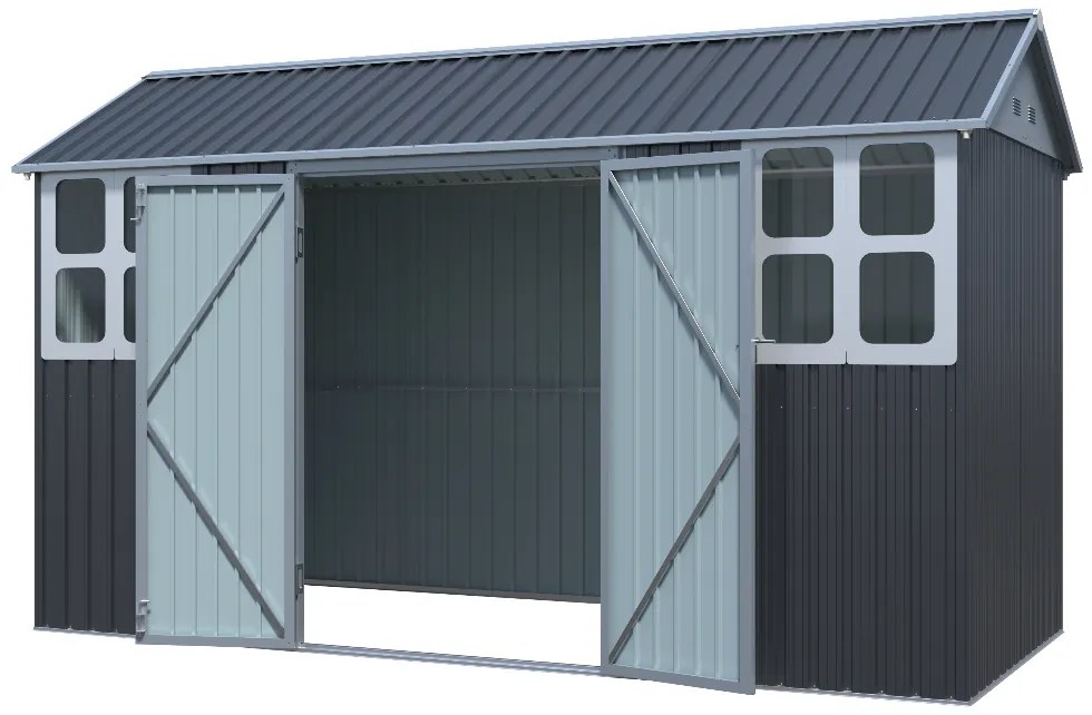Záhradný domček BestBerg ZCH-6AB / 6,3 m² / 366 x 172 x 222 cm / sivá/biela