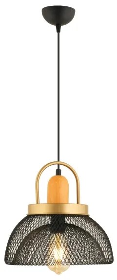 Závesný luster MONZA 1xE27/40W/230V, priemer 29 cm, čierna/zlatá