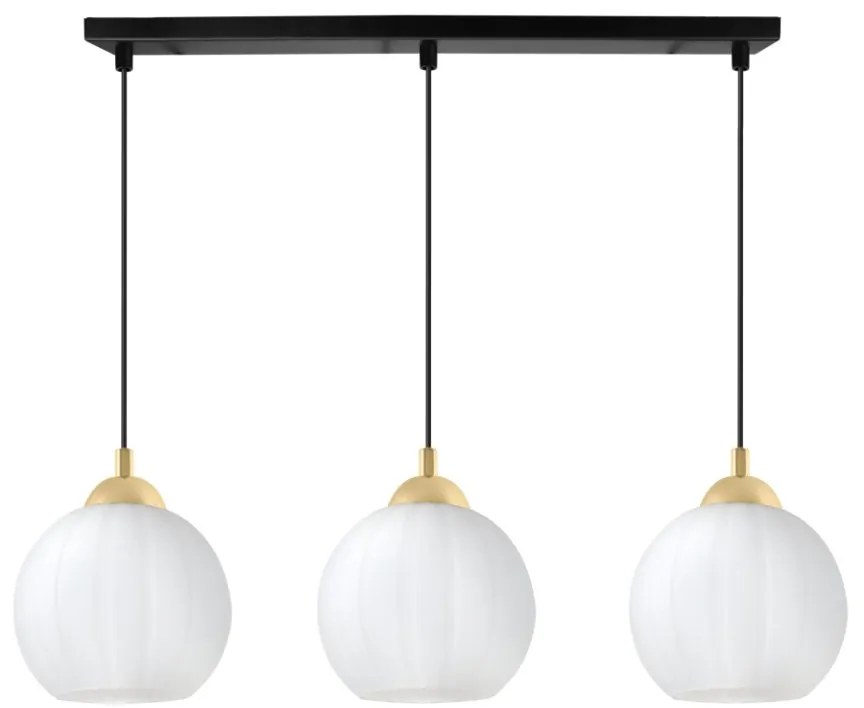 Závesné svietidlo Costa, 3x biele sklenené tienidlo, b/g