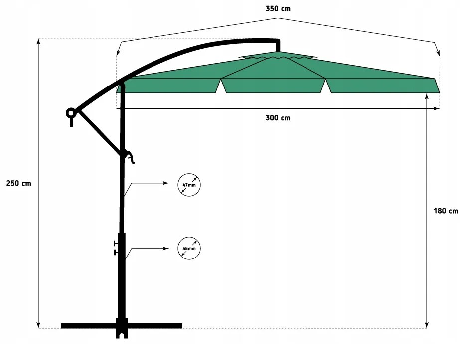 Bestent Záhradný skladací zelený slnečník 350cm BS99/49