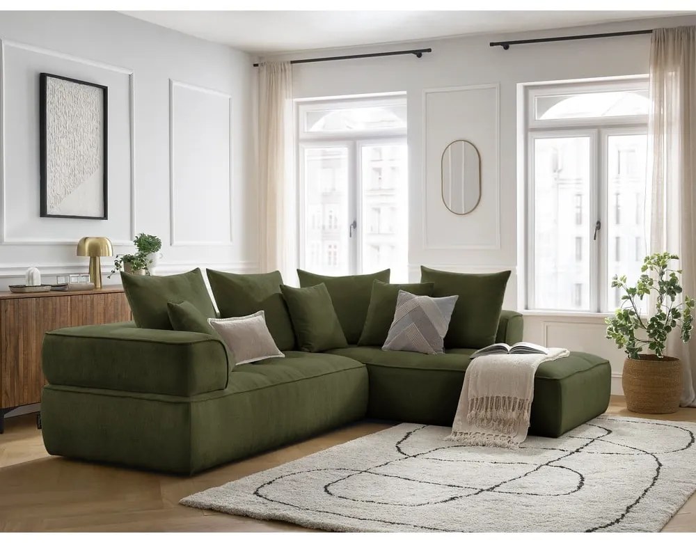 Zelená ženilková rohová pohovka (pravý roh/do L) Whesley – Bobochic Paris