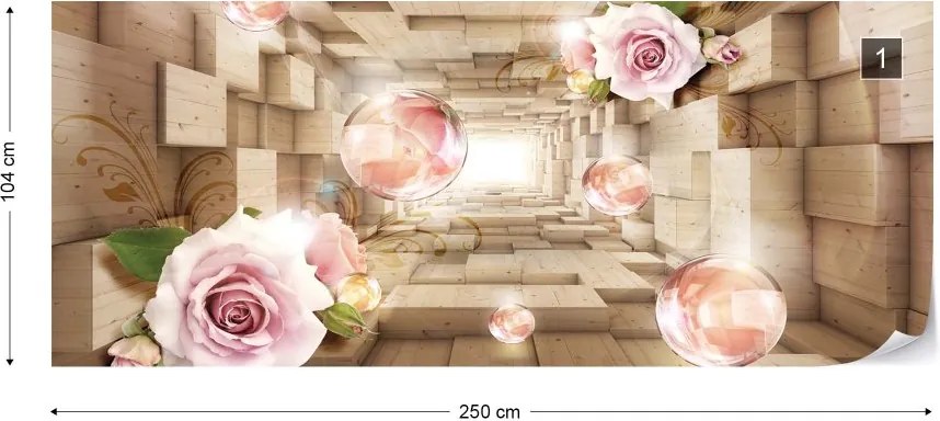 Fototapeta GLIX - 3D Tunnel Roses  + lepidlo ZADARMO Vliesová tapeta  - 250x104 cm