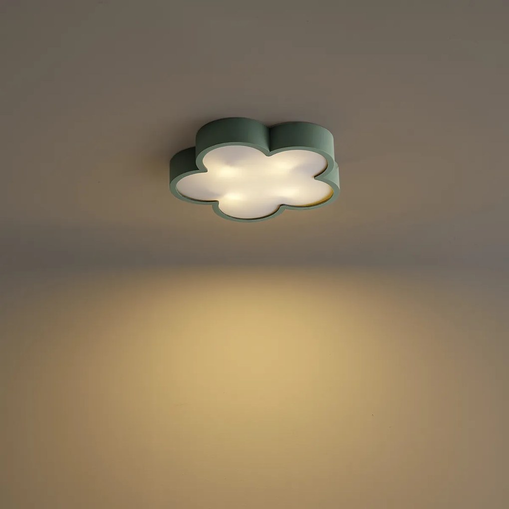 Detské stropné svietidlo zelené s bielou farbou - Lucille