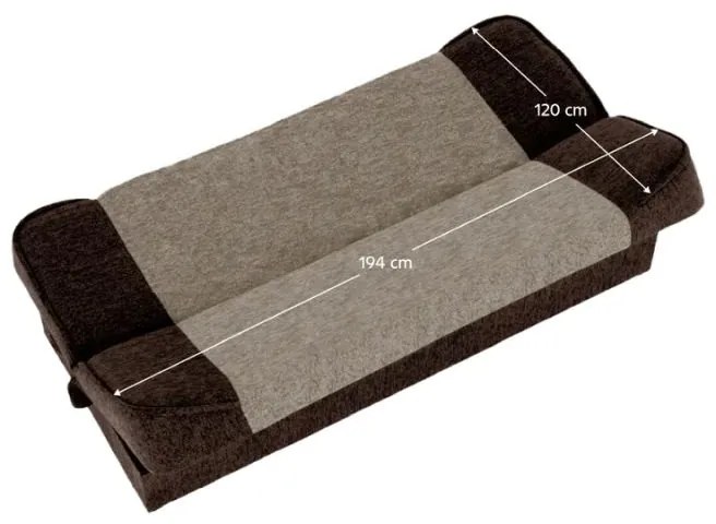 Kondela Rozkladacia pohovka, látka hnedá, svetlohnedá, ASIA NEW