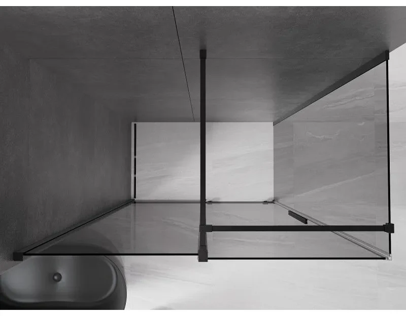 Mexen Velar, sprchový kút s posuvnými dverami 150 x 80 cm, 8mm šedé sklo, čierna matná, 871-150-080-41-70