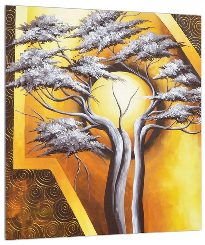 Orientálny obraz stromu a slnka (30x30 cm)