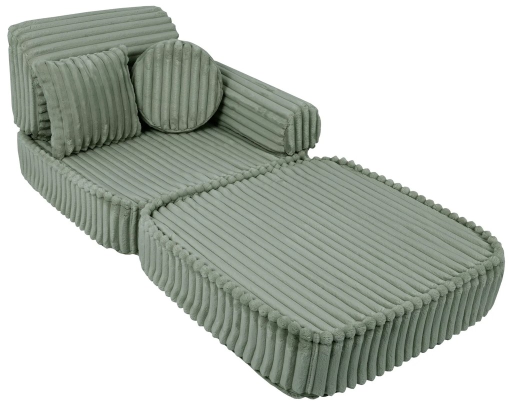 MeowBaby® Churros detská pohovka Plus, Olive Sage Green