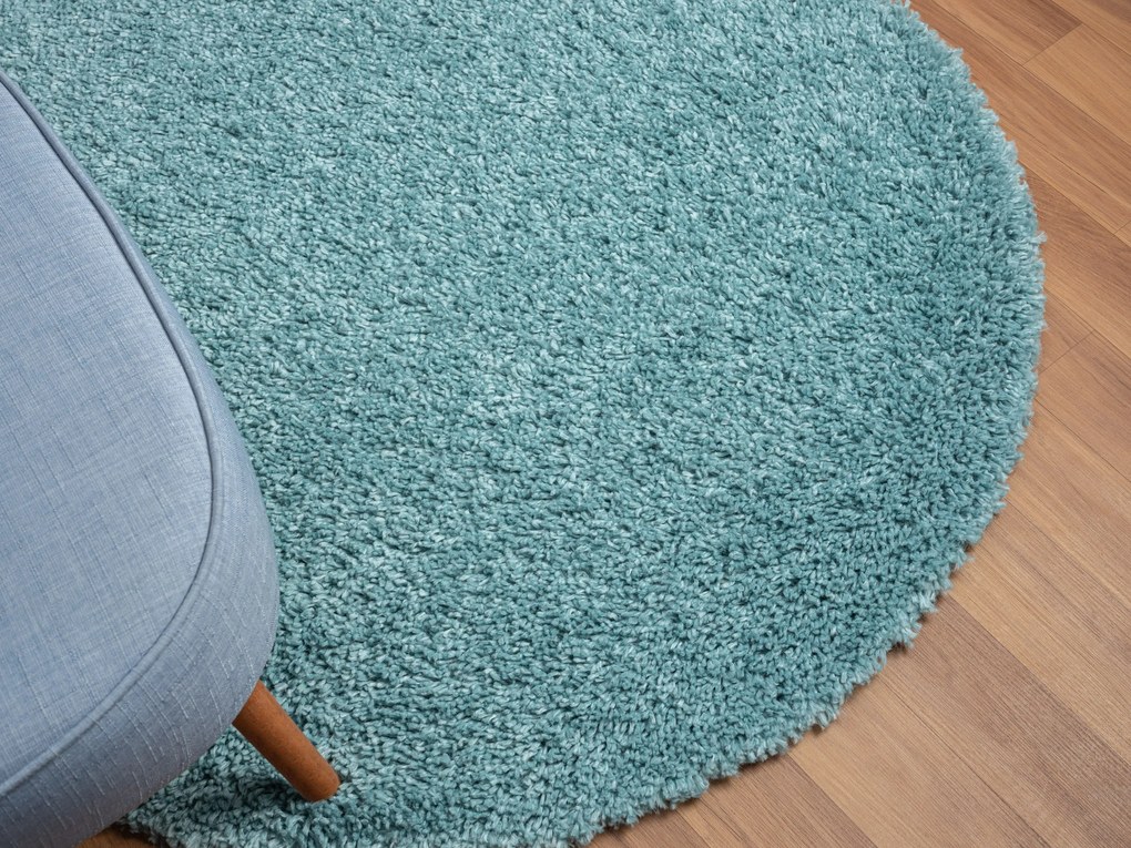 Kusový koberec My Shaggy hellblau kruh, 150x150 (priemer) kruh, modrá, chodba / predsieň, My Flair