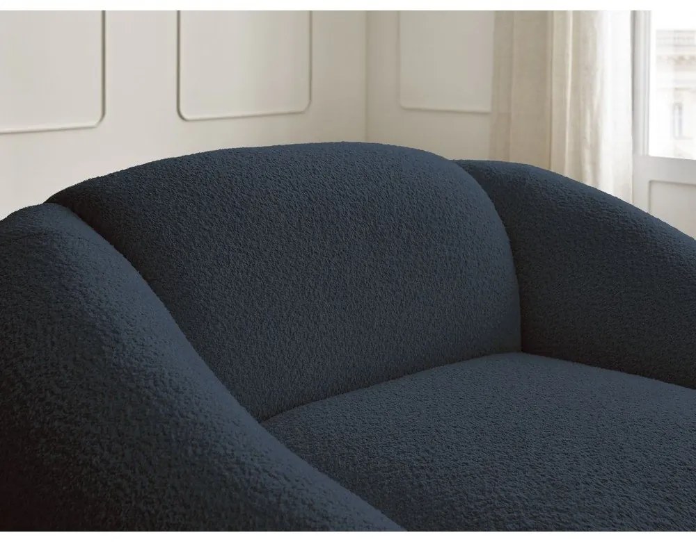 Tmavomodré kreslo z textílie bouclé Tina – Bobochic Paris