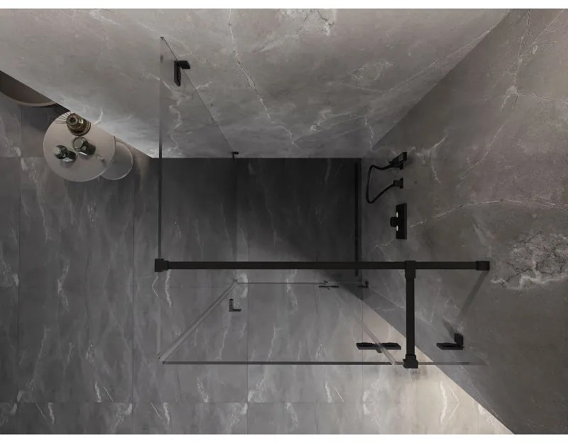 Mexen Lunar T výklopný sprchový kút pravý 120 x 120 cm, číre sklo, čierna matná, 834T-120-120-70-00-P