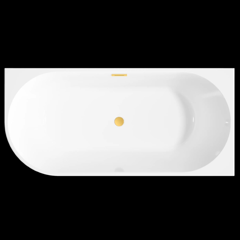 Invena Invena, voľne stojaca vaňa 170x80x58 cm, pravá, biela lesklá, zlatý prepad, INV-AN-02-19P-KPL