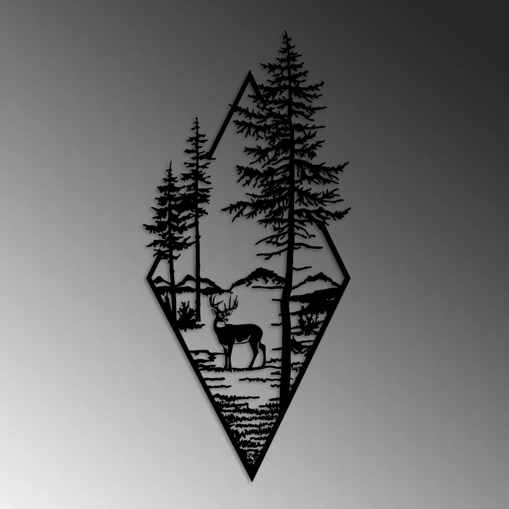 Nástenná kovová dekorácia Jeleň I. čierna