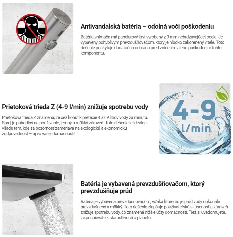 Deante Sense, bezdotyková umývadlová batéria s reguláciou teploty, napájanie 230/6V, čierna matná, DEA-BQR_N29V