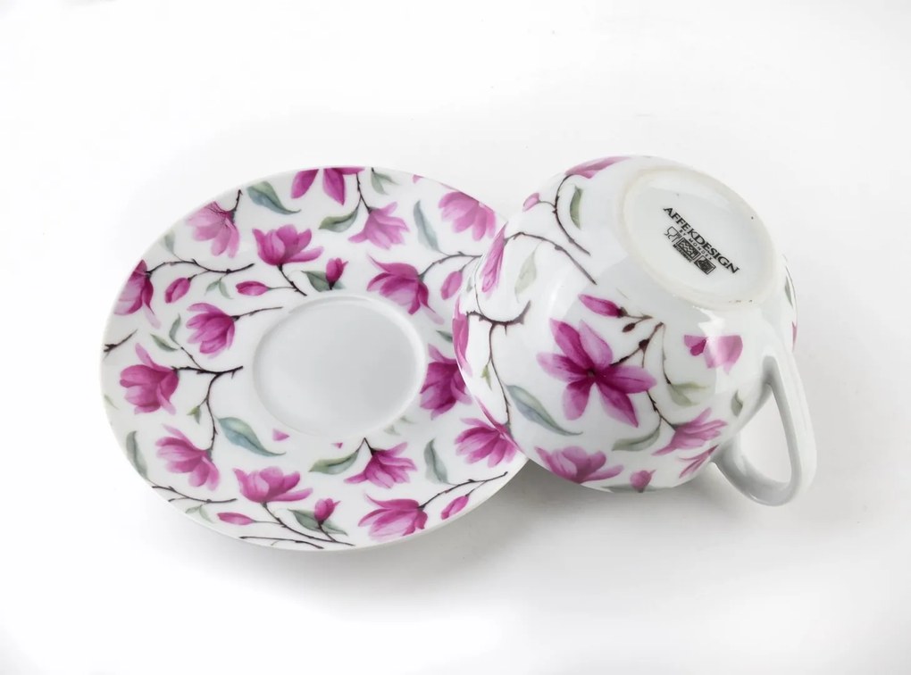 Porcelánová šálka s podšálkou Joy Pink 245 ml sada 2ks