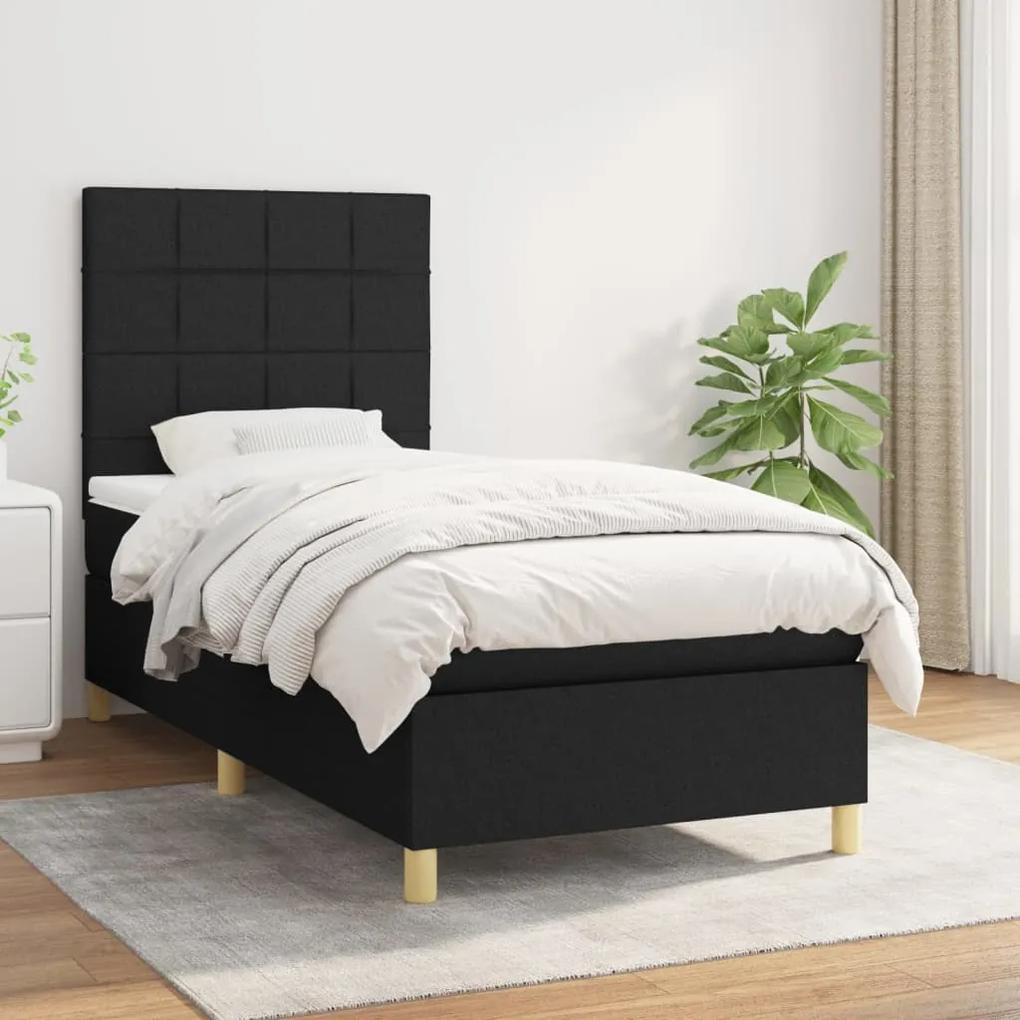Boxspring posteľ s matracom čierna 100x200 cm látka 3142315