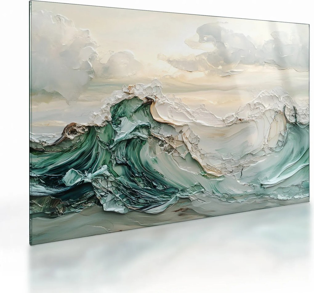 Sklenený obraz - 3D abstrakcie mora (70x50 cm)