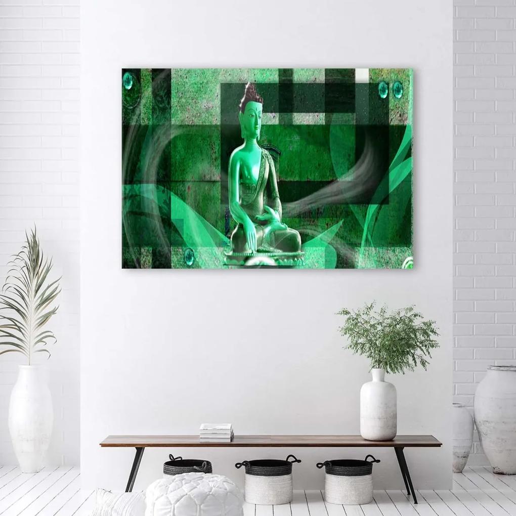 Obraz na plátně Buddha Zelená abstrakce - 120x80 cm