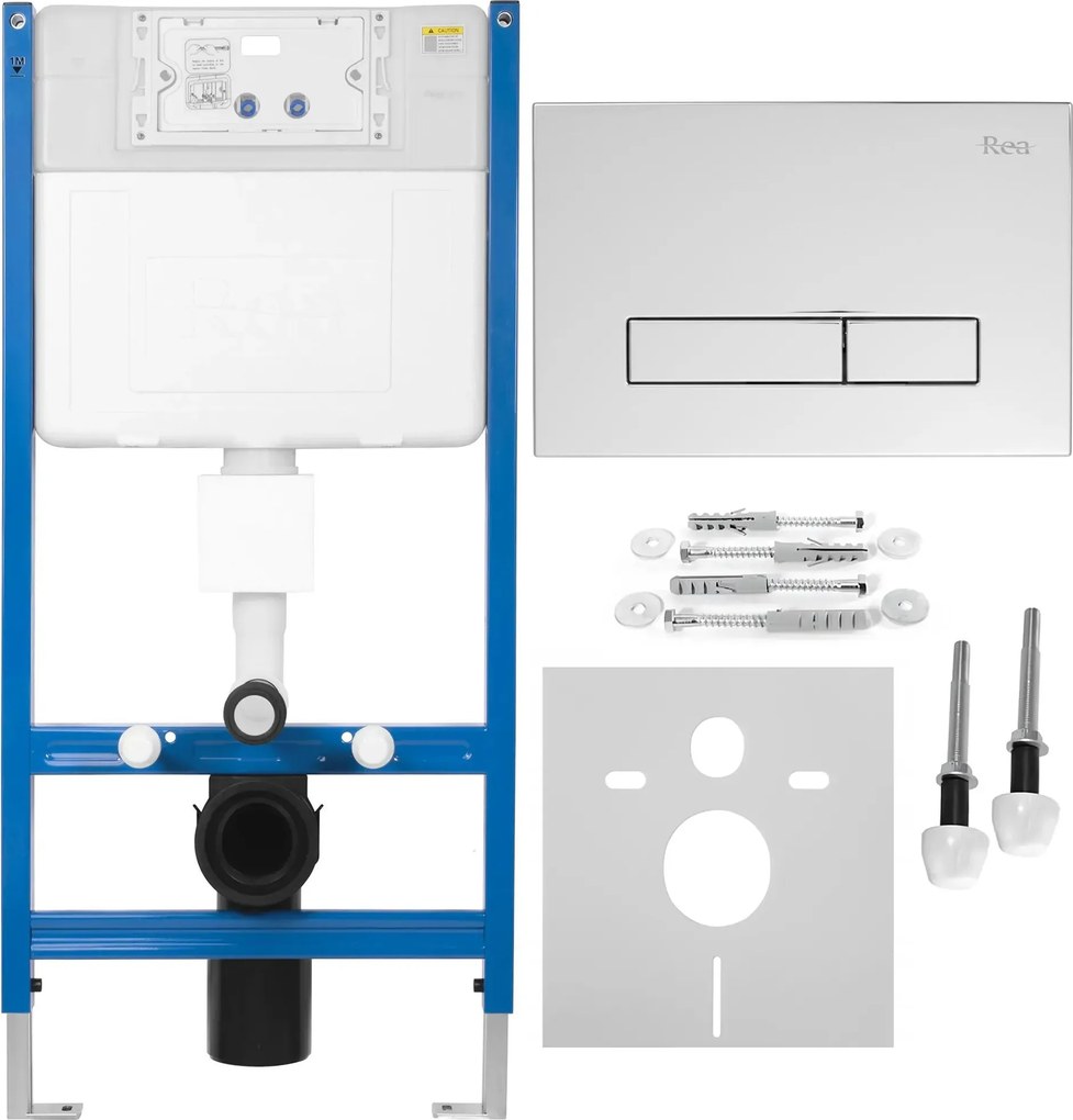 Rea Rea, podomietkový WC systém K011A-Q + chrómové splachovacie tlačidlo typ HD, KPL-E9561