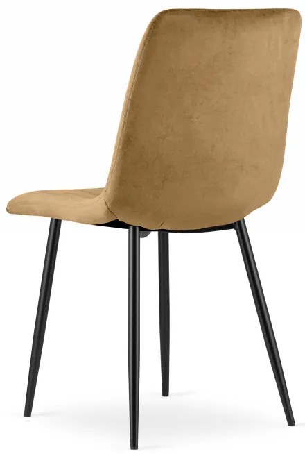 Set štyroch jedálenských stoličiek LAVA zamatové, hnedé / čierne nohy (4 ks)
