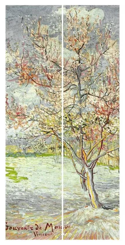 Súprava posuvnej záclony - Vincent van Gogh - Kvitnúce broskyne -2 panely