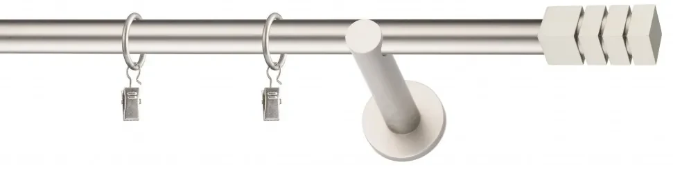 Dekorstudio Chrómová matná jednoradová garniža NORDIC 19mm Dĺžka: 220cm, Typ uchytenia: Držiak modern, Typ príslušenstva: Krúžky tiché so štipcami