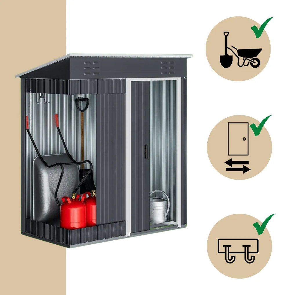Záhradný domček na náradie M, 162x86x181cm, antracitová Jurhan