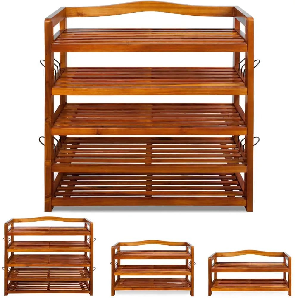 Regál na topánky RUSTIC, 5políc, 75x26x82cm, prírodná hnedá Casaria