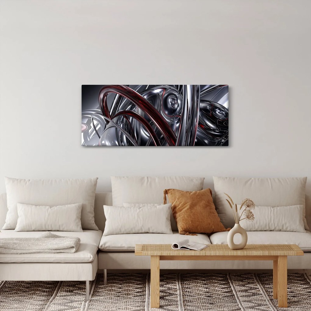 Obraz sivej abstrakcie (120x50 cm)
