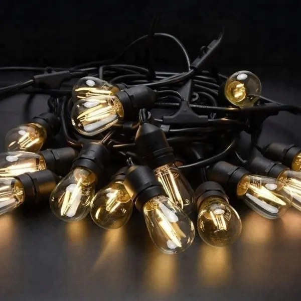 LED vonkajší dekoratívny svetelný reťazec 20xE27/1W/230V 20,94 m IP44 čierna