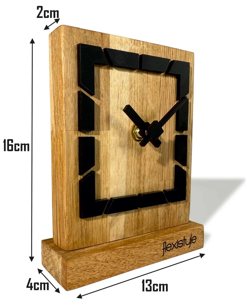 Dekorstudio Drevené stolové hodiny Square OAK - čierne