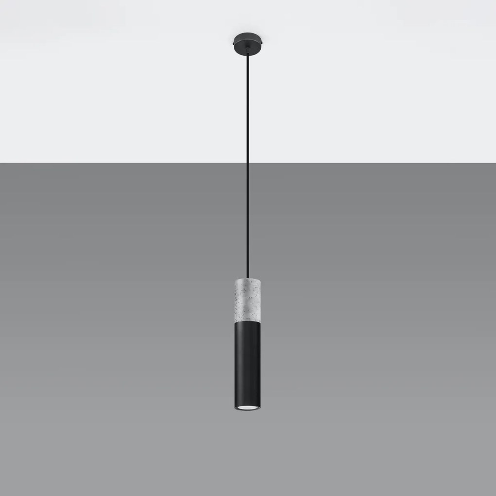 Závesné svietidlo Borgio, 1x betónové/čierne kovové tienidlo