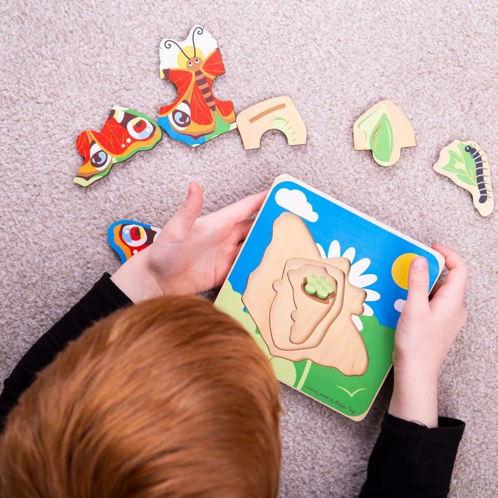 Bigjigs Toys Vkladacie puzzle životné cykly motýľa