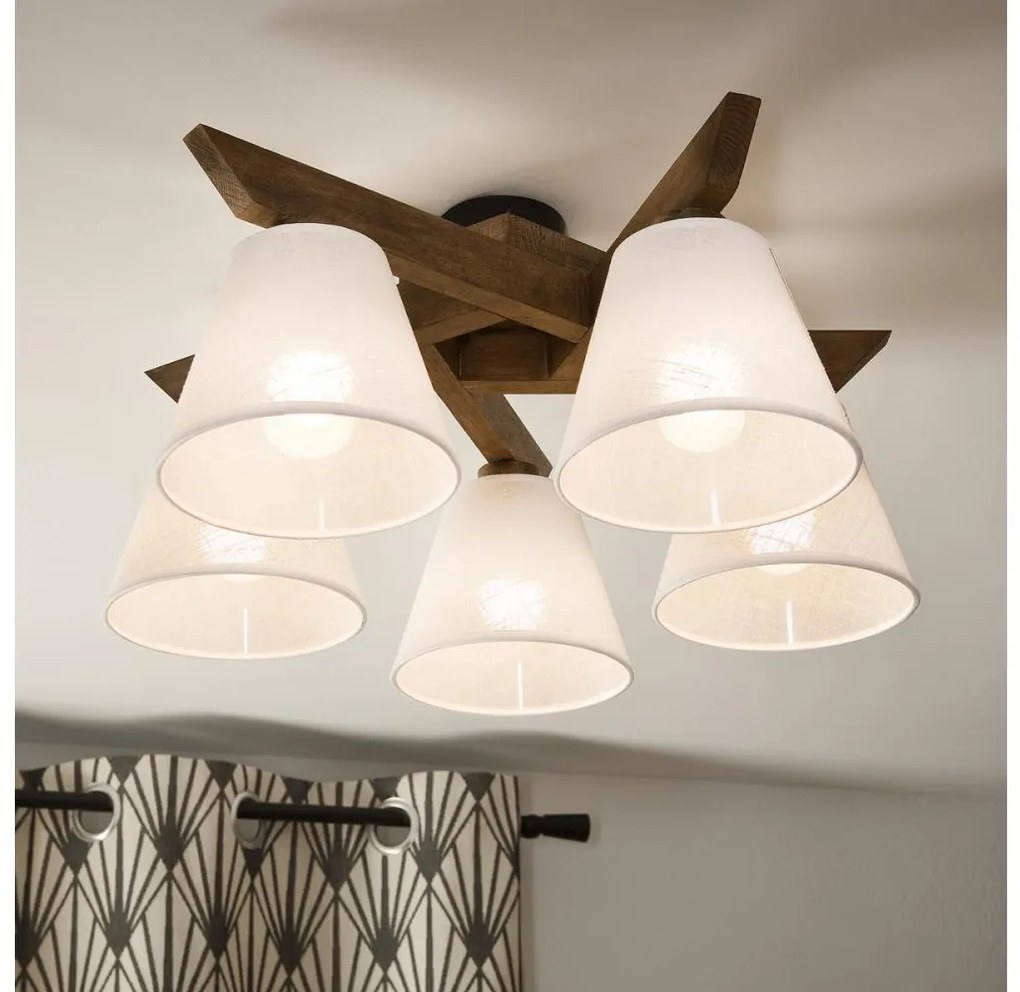 Brilagi - LED  Prisadený luster ANTHONY 5xE14/40W/230V dub orech/biela BG1465