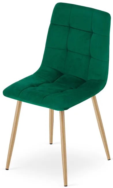 Set dvoch jedálenských stoličiek KARA zamatové, tmavozelené / hnedé nohy (2 ks)