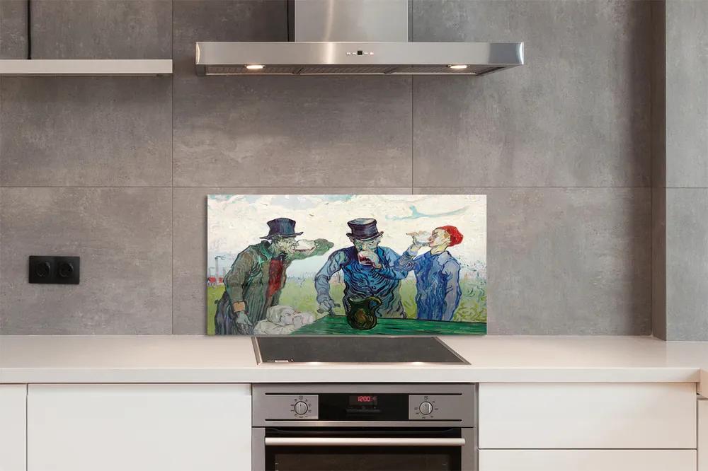 Sklenený obklad do kuchyne Umenie muži stretnutie 100x50 cm