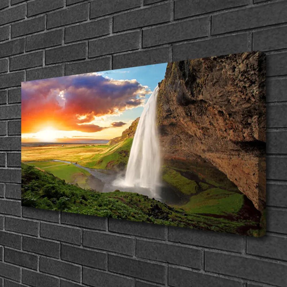 Obraz na plátne Hora vodopád príroda 120x60 cm