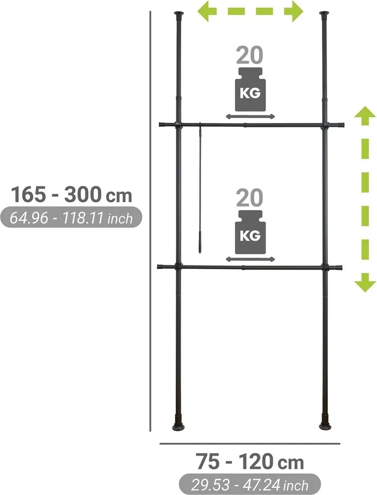 Wenko Teleskopické vešiaky Herkules Basic, čierna